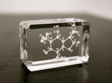 Laser-Glass-Sculpture-Caffeine-Molecule